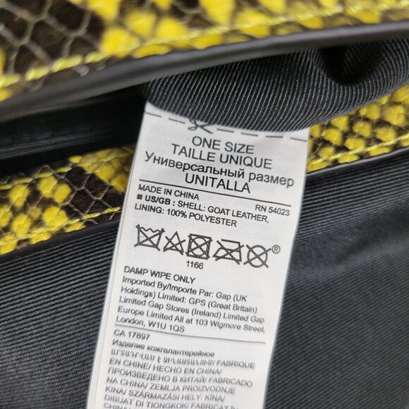 Banana Republic Womens Saddle Crossbody Yellow Goat Leather Snakeskin Embossed - Picture 5 of 9